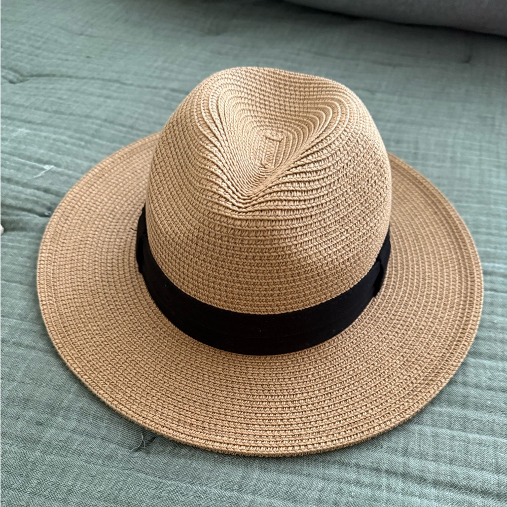 Classic Tan Fedora Hat with Black Band